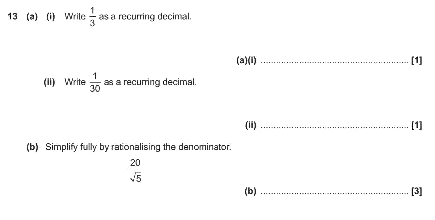 Question 14 - GCSE OCR Higher Maths Past Paper 5 (Non-Calculator) - November 2019