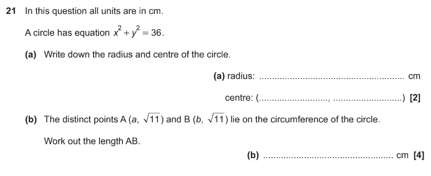 Question 22 - GCSE OCR Higher Maths Past Paper 5 (Non-Calculator) - November 2019