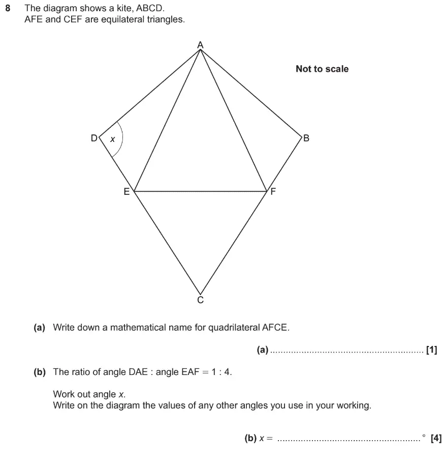 Question 9 - GCSE OCR Higher Maths Past Paper 5 (Non-Calculator) - November 2019