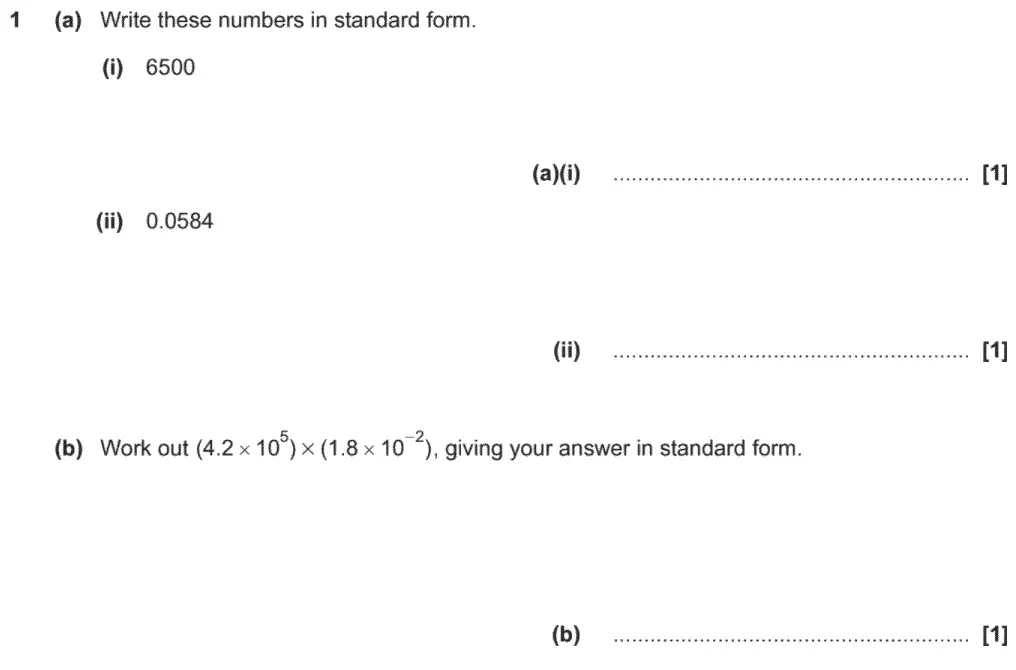 Question 01 - OCR GCSE Higher Calculator Maths Past Paper 4 (Calculator) - November 2020