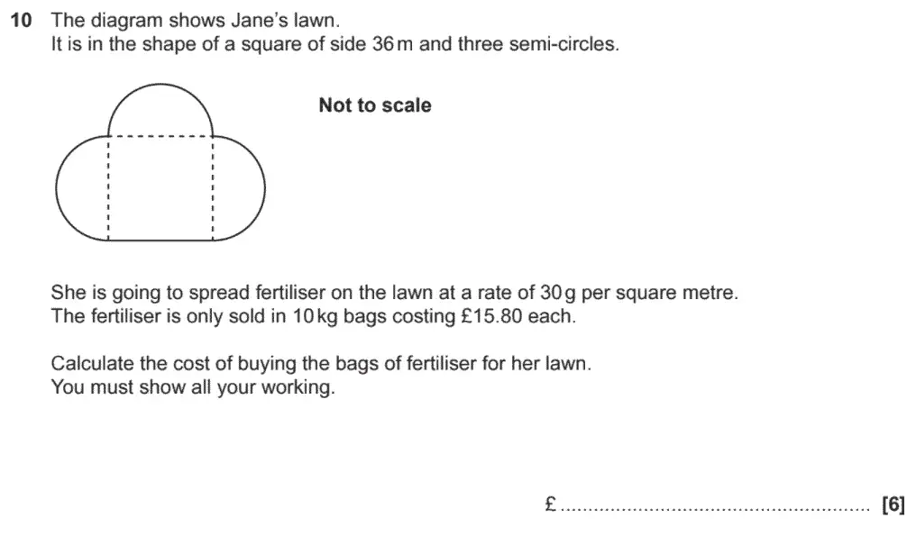 Question 10 - OCR GCSE Higher Calculator Maths Past Paper 4 (Calculator) - November 2020