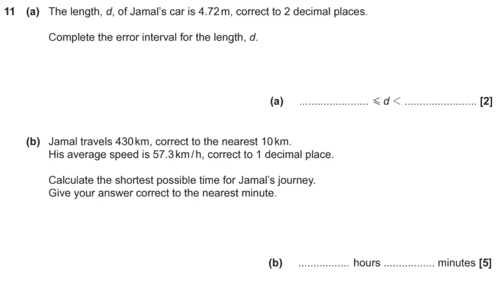 Question 11 - OCR GCSE Higher Calculator Maths Past Paper 4 (Calculator) - November 2020