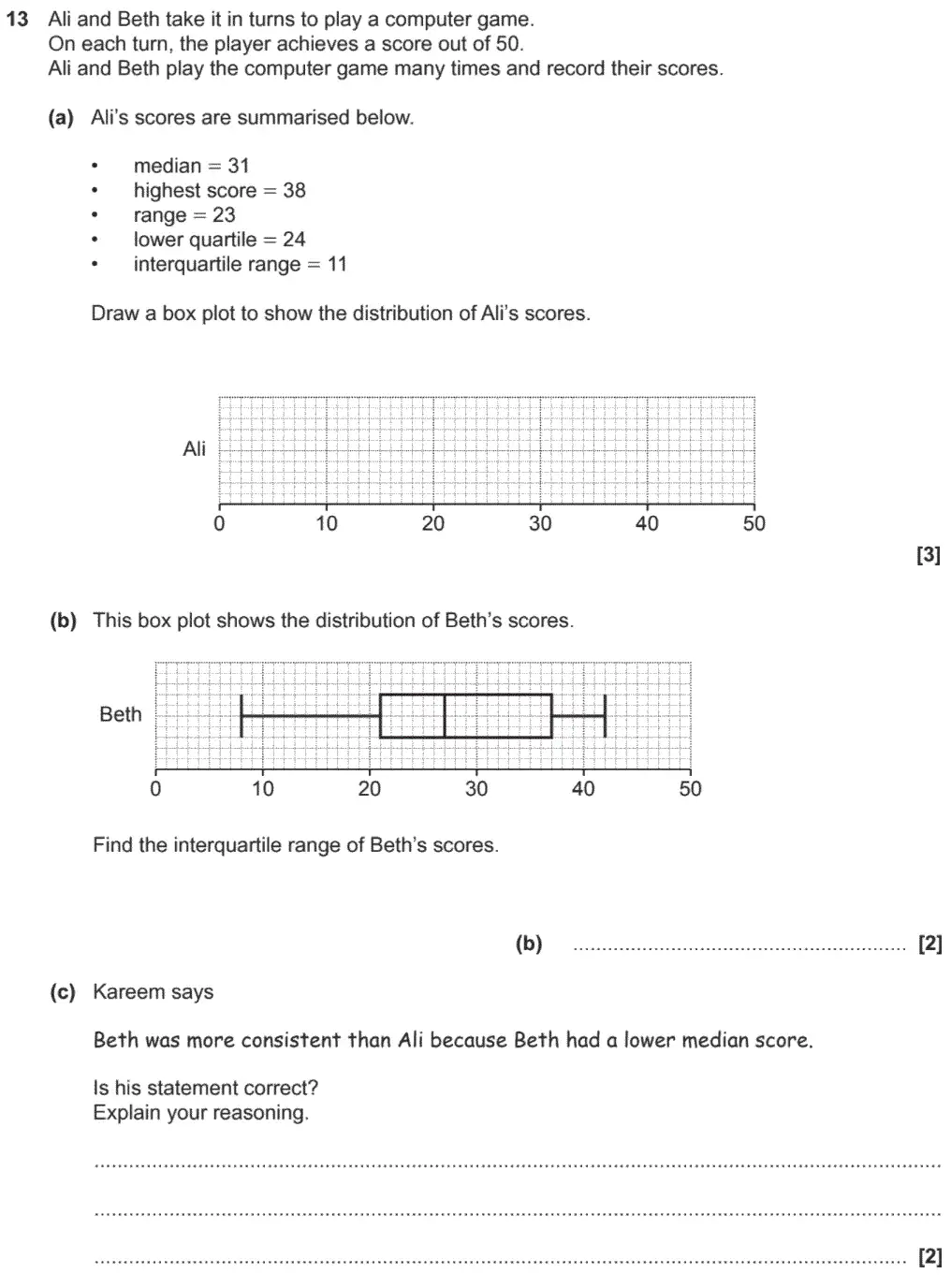 Question 13 - OCR GCSE Higher Calculator Maths Past Paper 4 (Calculator) - November 2020
