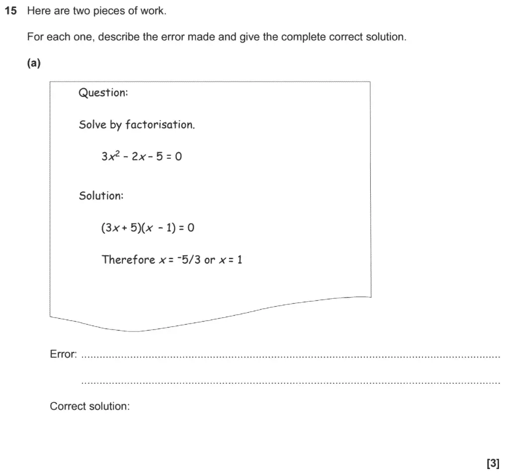 Question 15 - OCR GCSE Higher Calculator Maths Past Paper 4 (Calculator) - November 2020
