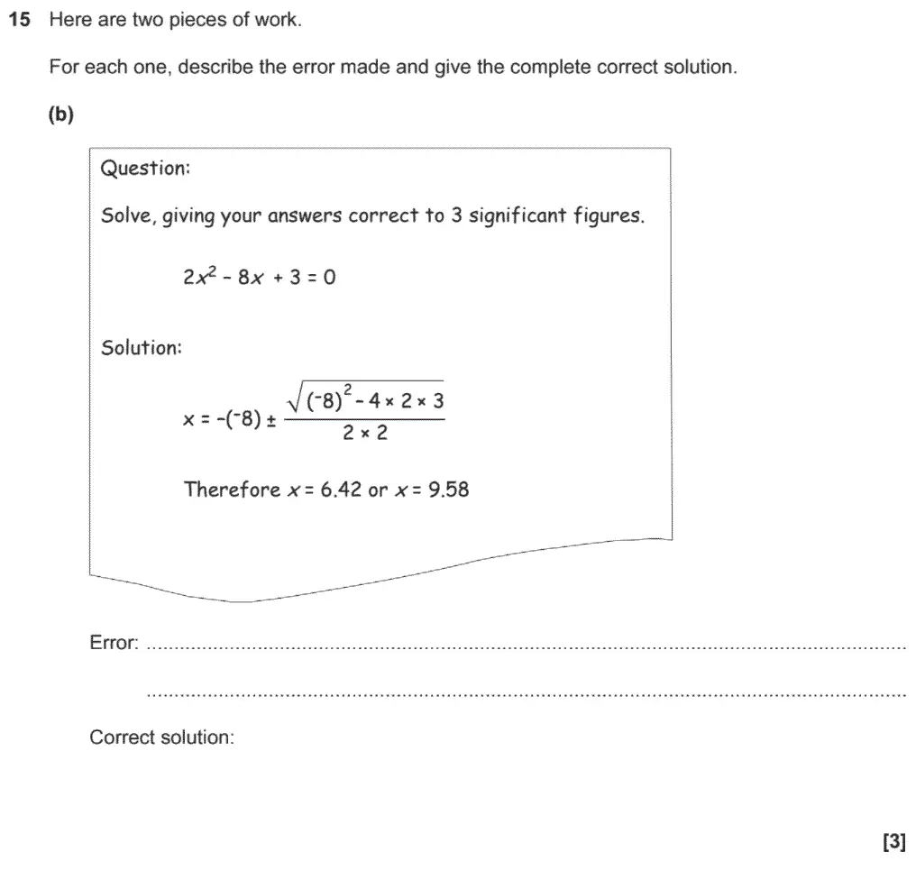 Question 16 - OCR GCSE Higher Calculator Maths Past Paper 4 (Calculator) - November 2020