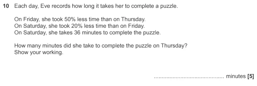 Question 14 - GCSE OCR Higher Maths Past Paper 5 (Non-Calculator) - November 2020