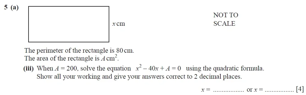 Question 05(a)(iii) - Cambridge IGCSE Maths Past Papers - Extended Calculator 2020 - Specimen Paper 4