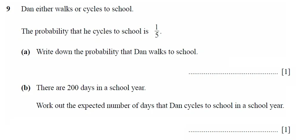 Question 09(a, b) - Cambridge IGCSE Maths Past Papers - Core Calculator 2020 - Specimen Paper 1