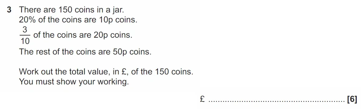 Question 3 - GCSE OCR Foundation Maths Past Paper 3 (Calculator) - November 2021