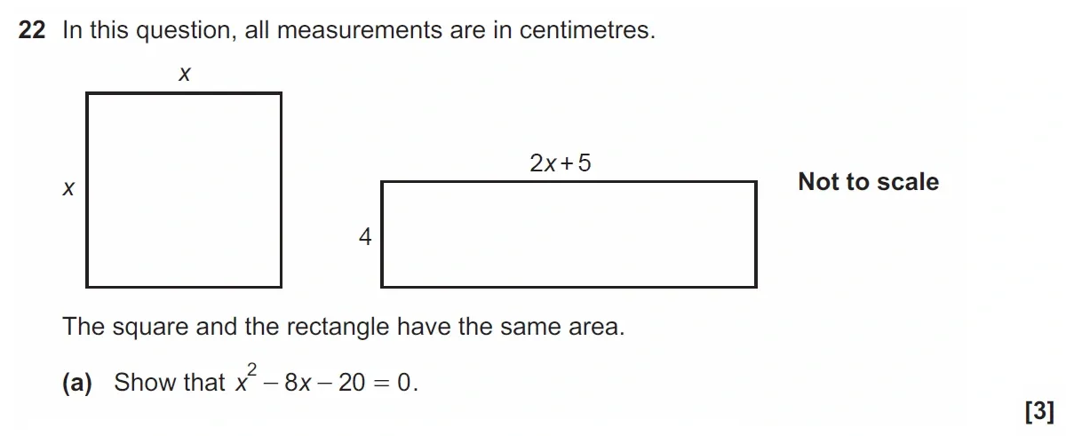 Question 22(a) - GCSE OCR Foundation Maths Past Paper 3 (Calculator) - November 2021
