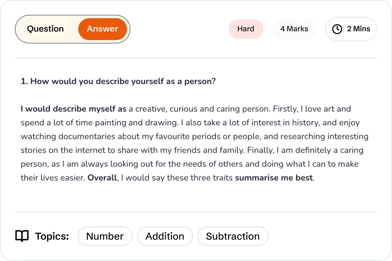 Model Answer Response illustration