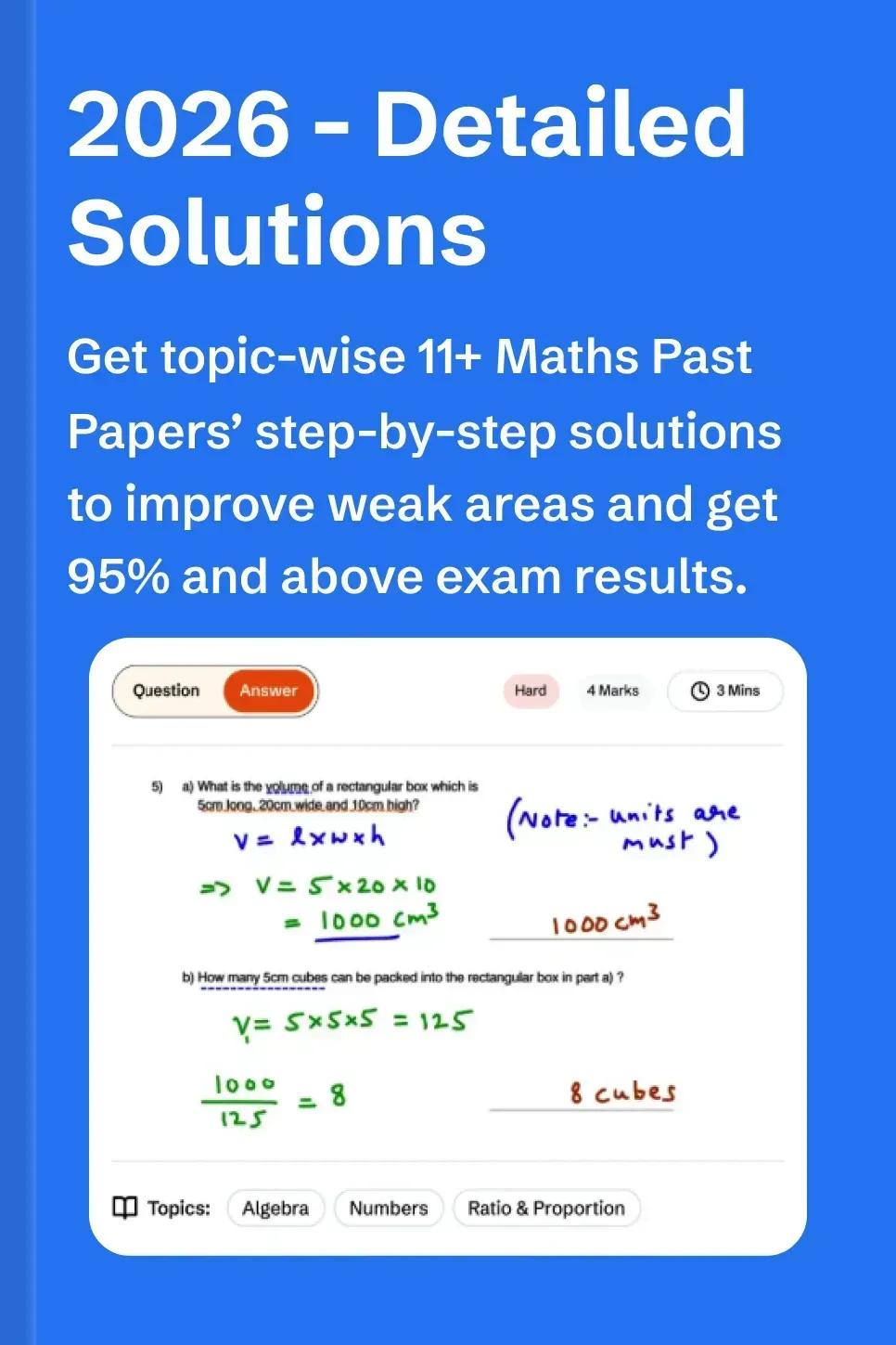 11+ Maths Solved Topic Wise Questions - 2026 Image Thumbnail