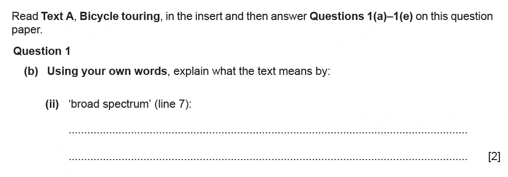 Question 01(b)(ii) - Cambridge IGCSE June 2021 TZ1 English Language Reading Paper 1