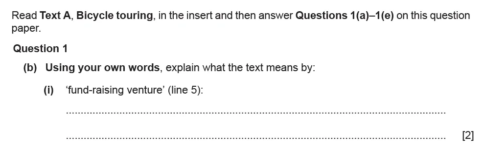Question 01(b) - Cambridge IGCSE June 2021 TZ1 English Language Reading Paper 1