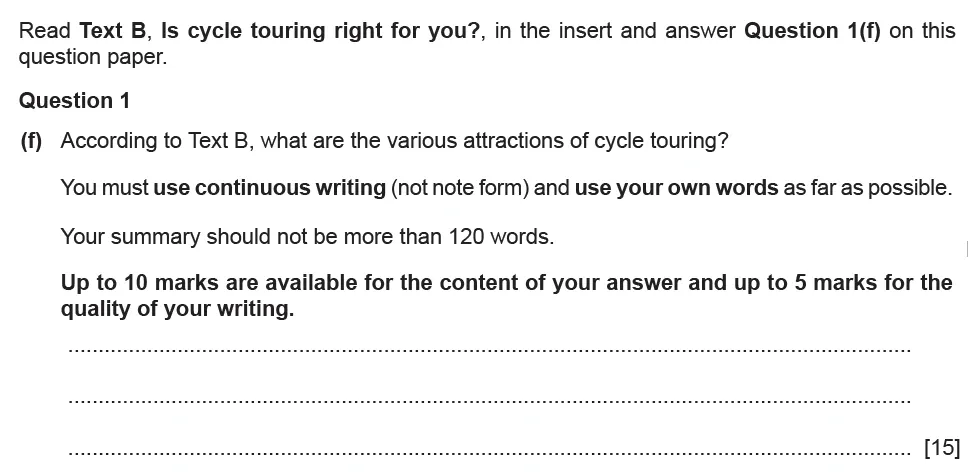 Question 01(f) - Cambridge IGCSE June 2021 TZ1 English Language Reading Paper 1