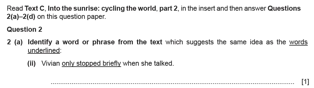 Question 02(a)(ii) - Cambridge IGCSE June 2021 TZ1 English Language Reading Paper 1