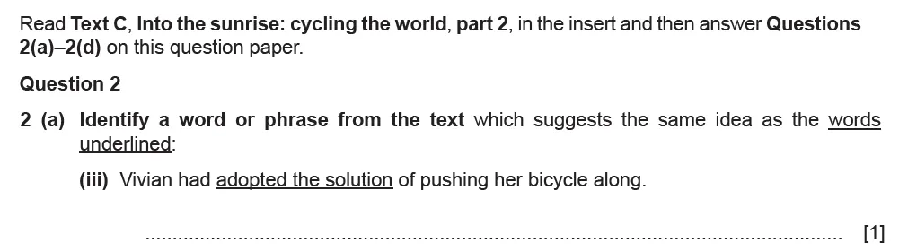 Question 02(a)(iii) - Cambridge IGCSE June 2021 TZ1 English Language Reading Paper 1