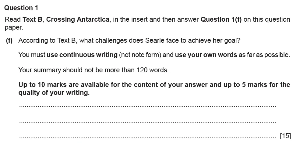 Question 01(f) - Cambridge IGCSE June 2021 TZ2 English Language Reading Paper 1