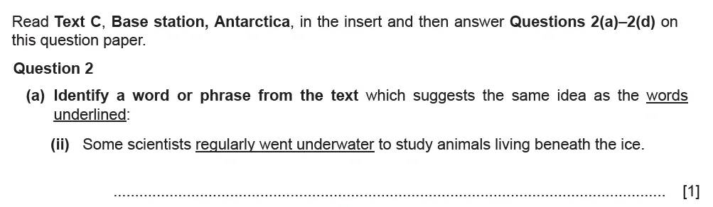 Question 02(a)(ii) - Cambridge IGCSE June 2021 TZ2 English Language Reading Paper 1