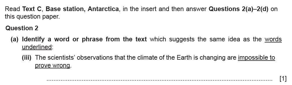 Question 02(a)(iii) - Cambridge IGCSE June 2021 TZ2 English Language Reading Paper 1
