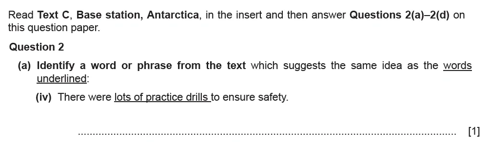 Question 02(a)(iv) - Cambridge IGCSE June 2021 TZ2 English Language Reading Paper 1