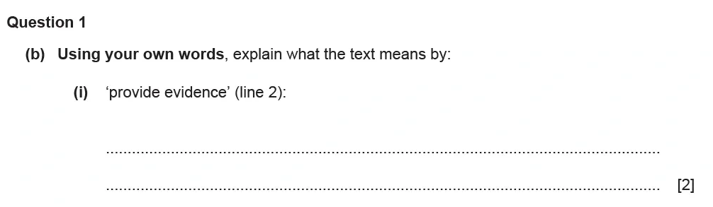 Question 01(b)(i) - Cambridge IGCSE June 2021 TZ3 English Language Reading Paper 1