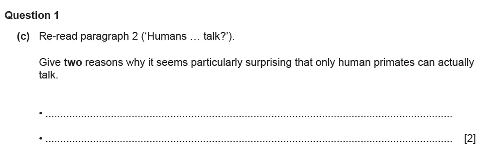 Question 01(c) - Cambridge IGCSE June 2021 TZ3 English Language Reading Paper 1