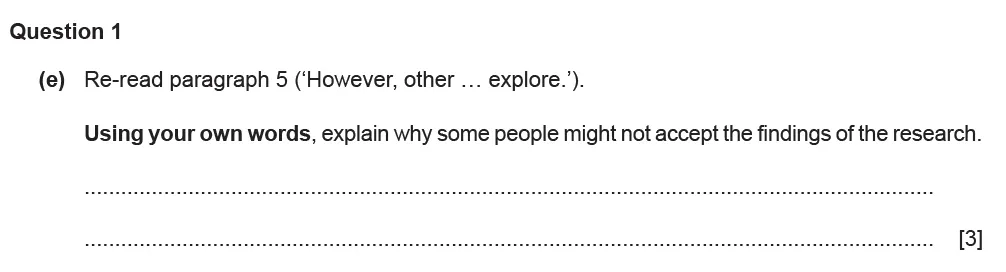 Question 01(e) - Cambridge IGCSE June 2021 TZ3 English Language Reading Paper 1