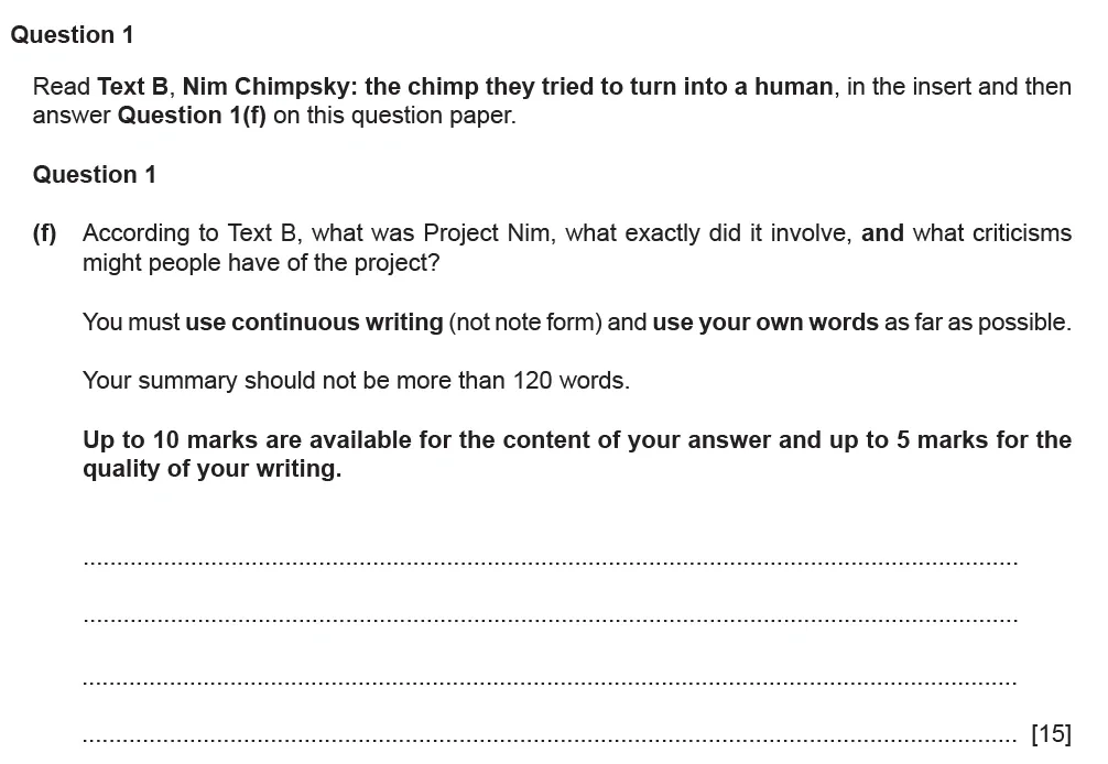 Question 01(f) - Cambridge IGCSE June 2021 TZ3 English Language Reading Paper 1