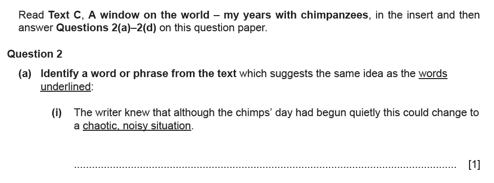 Question 02(a)(i) - Cambridge IGCSE June 2021 TZ3 English Language Reading Paper 1