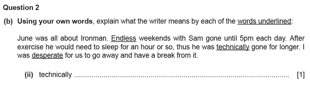 Question 02(b)(ii) - Cambridge IGCSE June 2022 TZ1 English Language Reading Paper 1