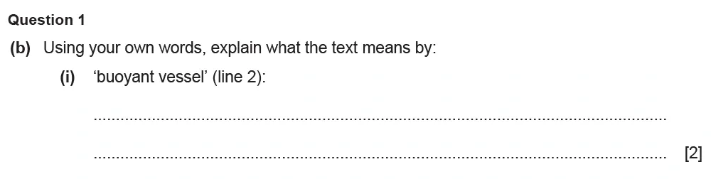 Question 01(b)(i) - Cambridge IGCSE June 2022 TZ2 English Language Reading Paper 1