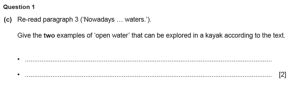 Question 01(c) - Cambridge IGCSE June 2022 TZ2 English Language Reading Paper 1