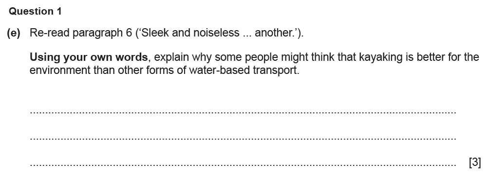 Question 01(e) - Cambridge IGCSE June 2022 TZ2 English Language Reading Paper 1