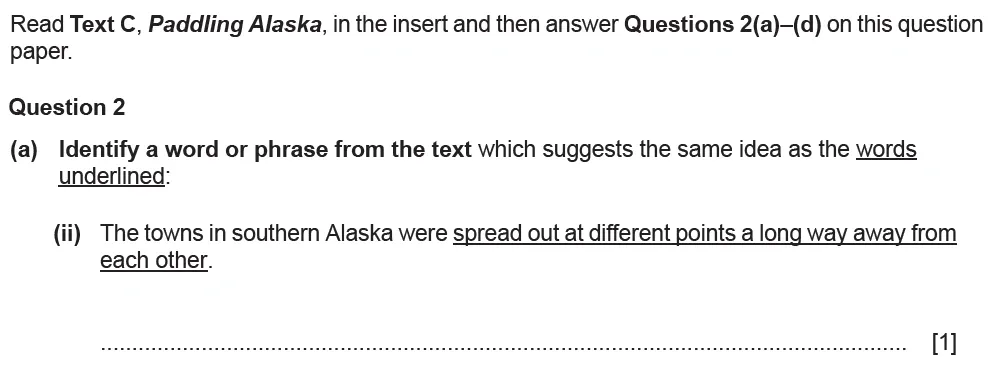 Question 02(a)(ii) - Cambridge IGCSE June 2022 TZ2 English Language Reading Paper 1