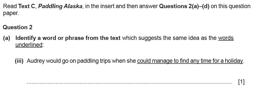Question 02(a)(iii) - Cambridge IGCSE June 2022 TZ2 English Language Reading Paper 1