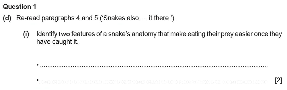 Question 01(d)(i) - Cambridge IGCSE June 2022 TZ3 English Language Reading Paper 1