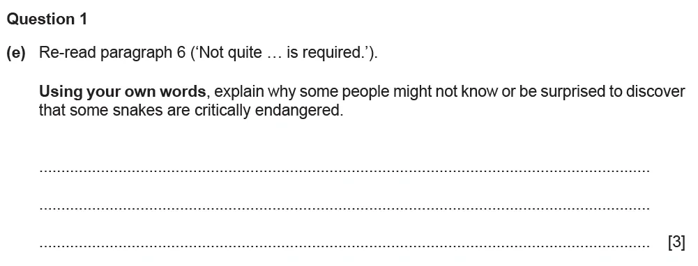 Question 01(e) - Cambridge IGCSE June 2022 TZ3 English Language Reading Paper 1