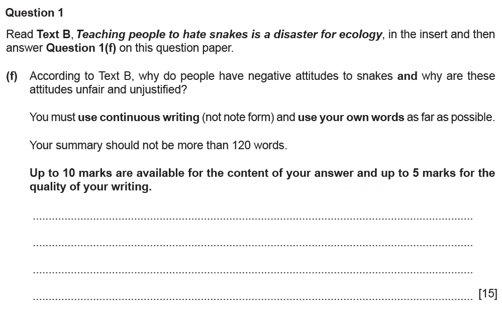 Question 01(f) - Cambridge IGCSE June 2022 TZ3 English Language Reading Paper 1