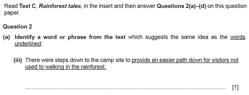 Question 02(a)(iii) - Cambridge IGCSE June 2022 TZ3 English Language Reading Paper 1