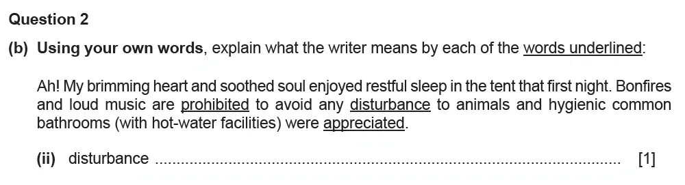 Question 02(b)(ii) - Cambridge IGCSE June 2022 TZ3 English Language Reading Paper 1