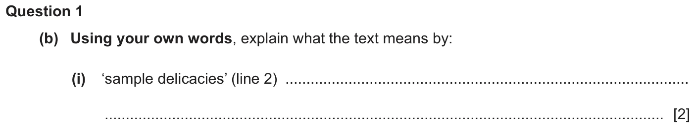 Question 1b (i) - Cambridge IGCSE June 2025 TZ2 English Language Reading Paper 1