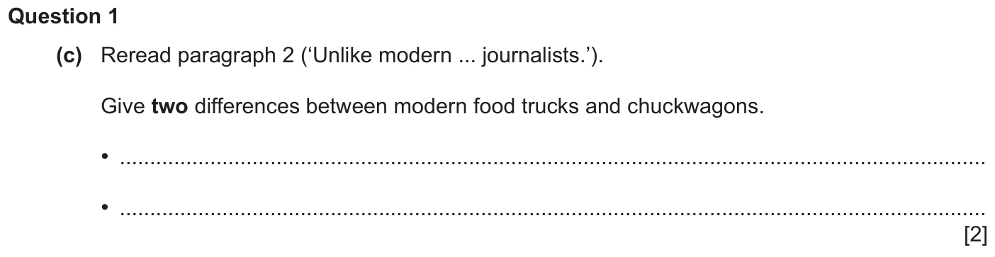 Question 1c - Cambridge IGCSE June 2025 TZ2 English Language Reading Paper 1