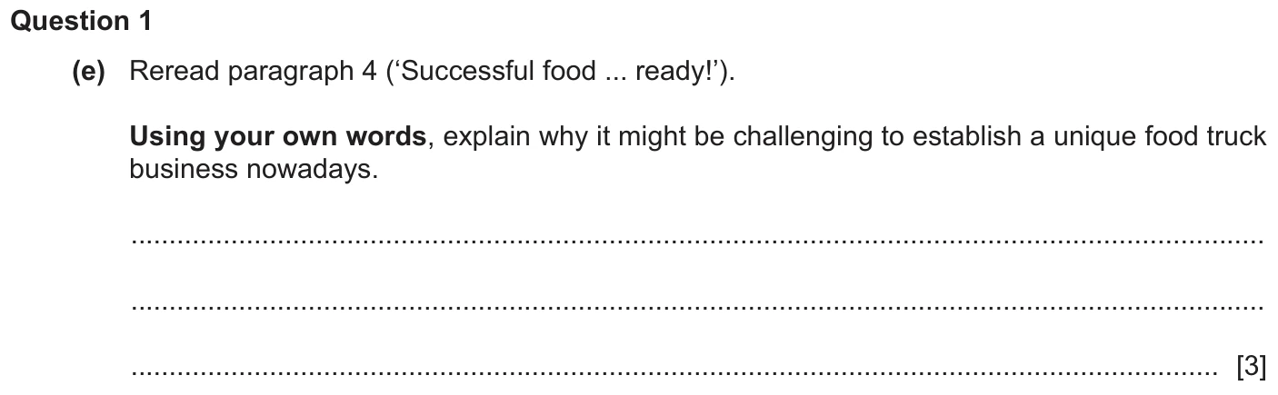 Question 1e - Cambridge IGCSE June 2025 TZ2 English Language Reading Paper 1