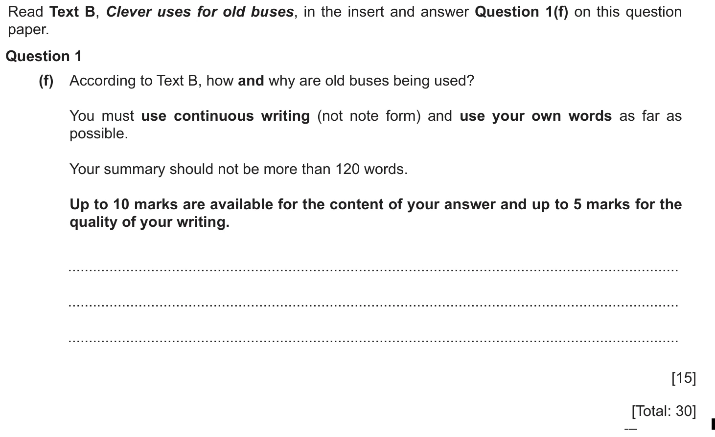 Question 1f - Cambridge IGCSE June 2025 TZ2 English Language Reading Paper 1