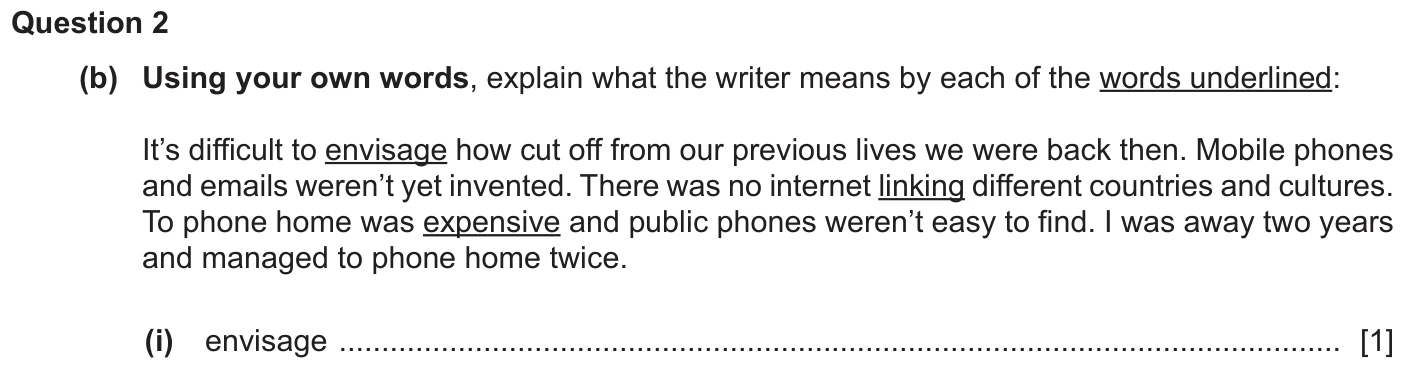 Question 2b (i) - Cambridge IGCSE June 2025 TZ2 English Language Reading Paper 1