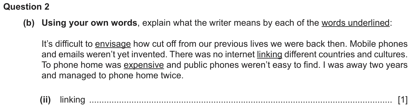 Question 2b (ii) - Cambridge IGCSE June 2025 TZ2 English Language Reading Paper 1