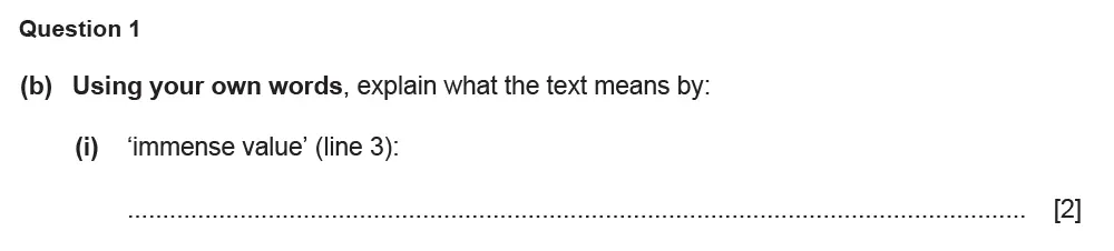Question 01(b)(i) - Cambridge IGCSE March 2021 TZ2 English Language Reading Paper 1