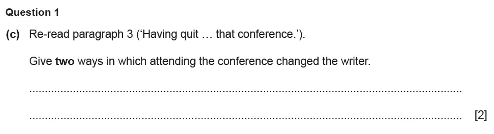 Question 01(c) - Cambridge IGCSE March 2021 TZ2 English Language Reading Paper 1