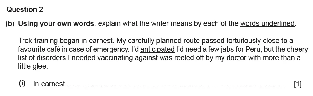 Question 02(b)(i) - Cambridge IGCSE March 2021 TZ2 English Language Reading Paper 1